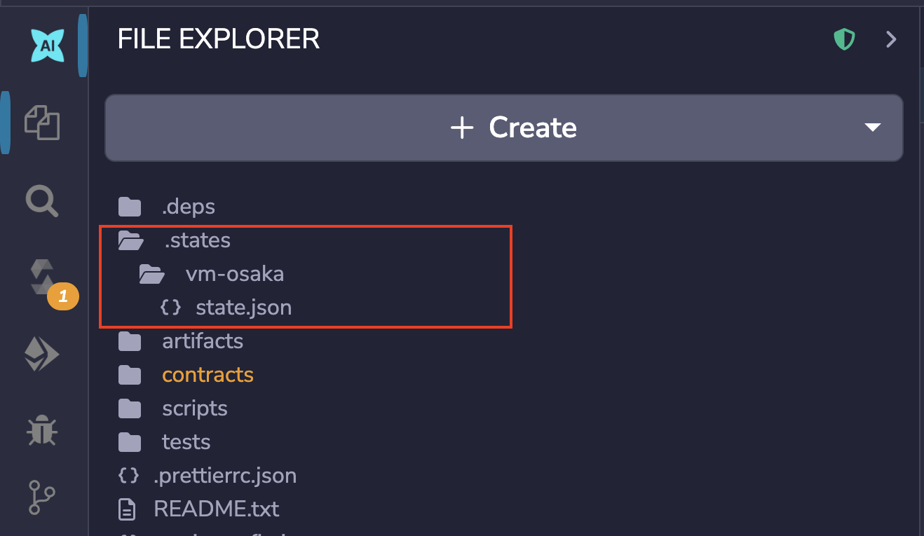 The File Explorer showing the .states folder containing the state.json file.