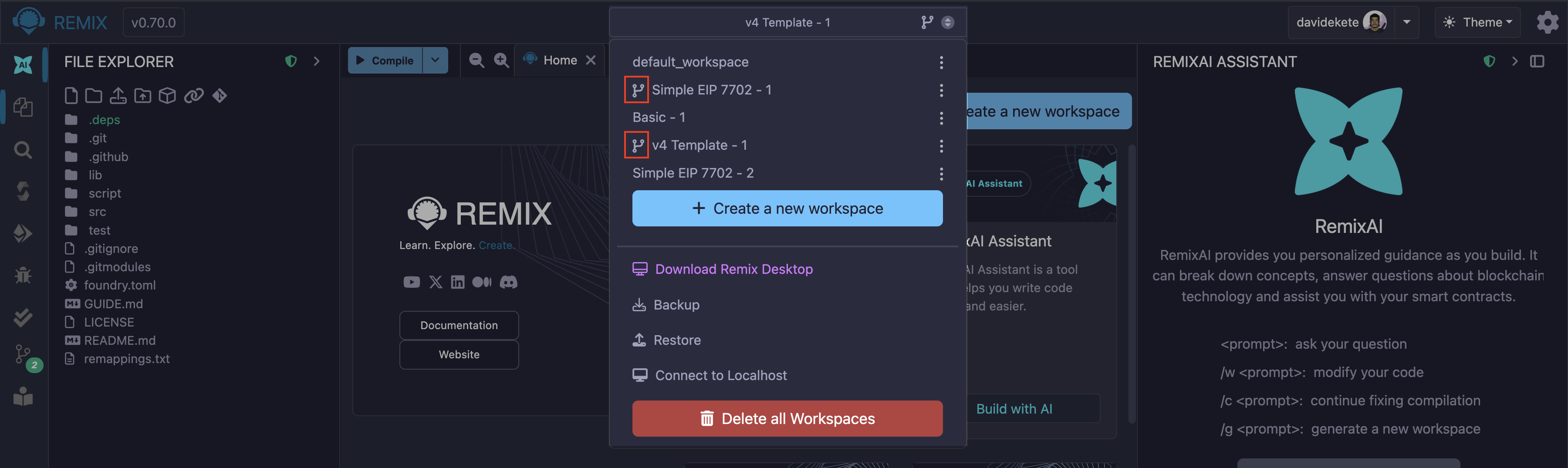 Workspaces initialized with Git