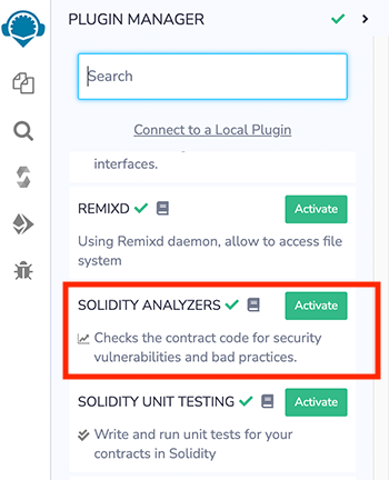 Activating Solidity Analyzers from the Plugin Manager